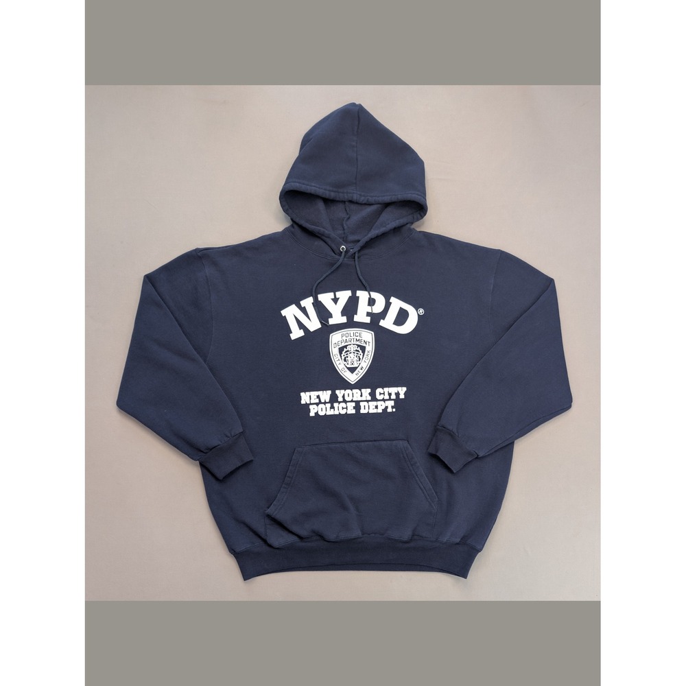 NYPD Hoodie XL Navy Blue New York Police Dept Logo Pullover Sweatshirt